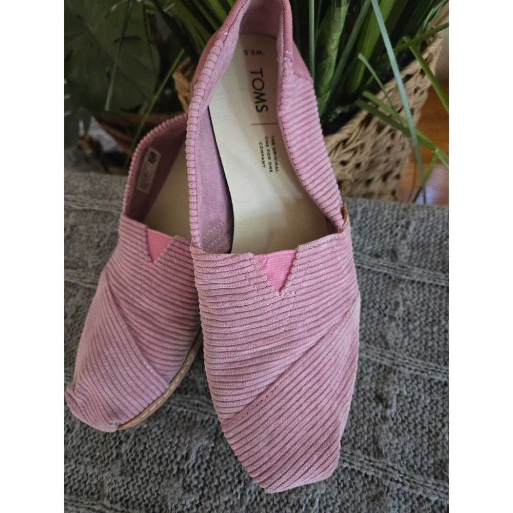 TOMS Alpargata Pink Corduroy Slip On Flats Women Size 9.5